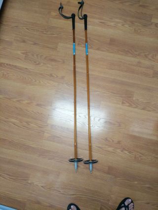 Vintage Bamboo Ski Poles 130 Janoy made in Norway vintage leather grips 7
