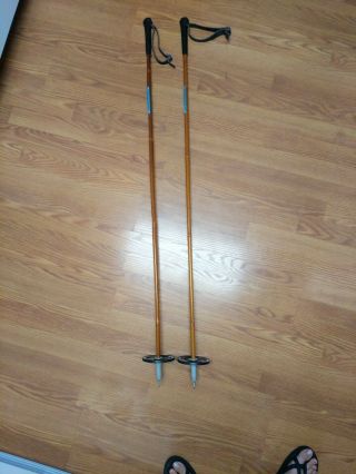 Vintage Bamboo Ski Poles 130 Janoy made in Norway vintage leather grips 8