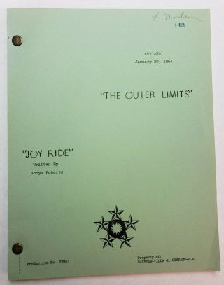 The Outer Limits / Sonya Roberts 1964 Tv Script,  Sci Fi " Joy Ride "