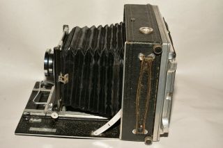 LINHOF TECHNIKA 5X7 (13X18 cm) EARLY MODEL,  3035,  1936.  WITH SYMMAR LENS. 3