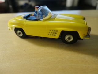 Vintage Aurora Vibrator Ho Slot Car Mercedes Convertible Lemon Yellow