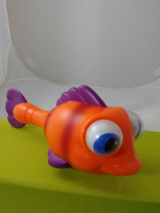 Vintage Fisher Price Googly Bug Eyes Fish Maraca Rattle Orange 8.  5” Baby Toy