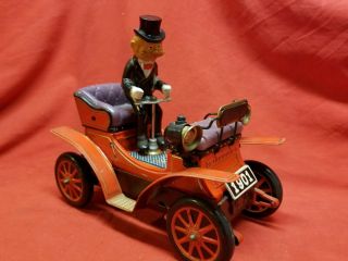 Vintage Battery Operated Tin Litho Car 1901 Made In Japan