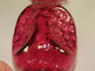 Cranberry Fenton Art Glass Dot Pinch Vase,  7.  5 