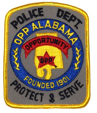 Opp Alabama Al Police Sheriff Patch State Shape Outline City Star Vintage Xl