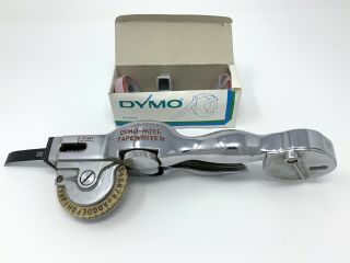 Vintage Dymo - Mite Tape Writer Chrome Label Maker Dymo Corp 3 Extra Rolls M - 22