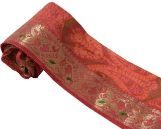 Vintage Sari Border Indian Craft Trim Zari Woven Floral Sewing Ribbon Lace Pink