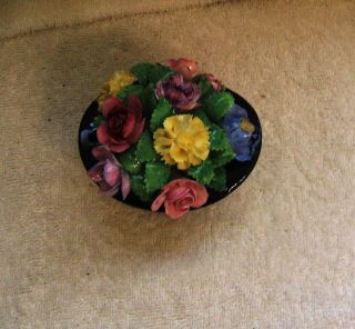 Vintage Royal Adderley Bone China Flowers in a Black Top Hat 6
