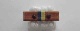 Vintage Ww Ii Philippine Liberation Pin Back 3/8 " Ribbon Bar With 2 Stars