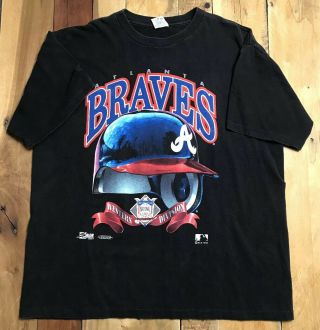 Rare Vtg 1992 Atlanta Braves National League T - Shirt Single Stitch Usa Mens Xl