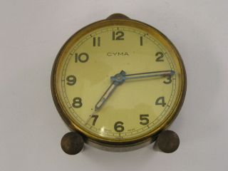 Vintage Cyma Alarm Desk Clock Deco Style 1930 