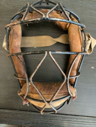 Early Old Antique 1920’s Goldsmith Leather Steel Baseball Catchers Mask Vintage
