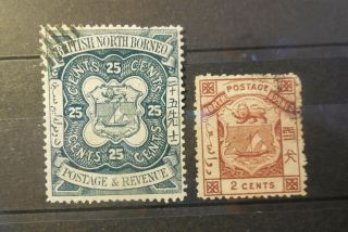 (2) Vintage " British North Borneo " Stamps (issued=1886) =used