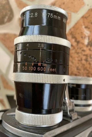 Paillard Bolex H - 16 16mm Movie Camera - 3 lenses Cine Kern 75 2.  8 25 1.  8 16 2.  8 8