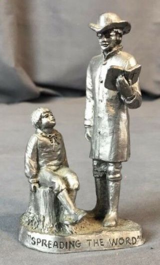 Rare Vintage Michael Ricker Pewter Spreading The Word Statue Figurine Signed