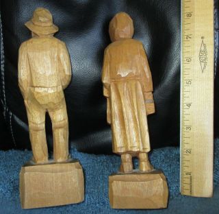Two Vintage HAND CARVED Wood FOLK ART Wooden Quebec Figurine Tooled French 2