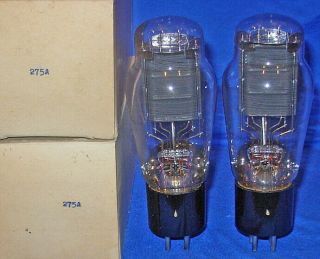 NOS / NIB Matched Pair Western Electric 275A Triode Tubes Same 1962 Date 2
