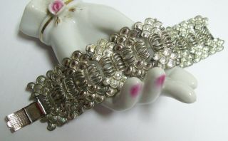 Vintage J Coro Silvertone Wide Bracelet