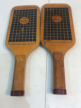 Vintage Wooden Official Sportcraft Tether Ball Paddles