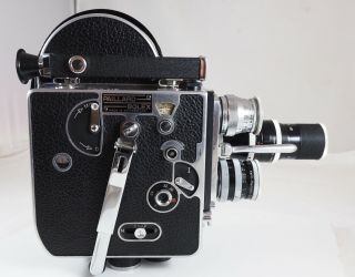 1955 PAILLARD BOLEX 16mm MOVIE CAMERA,  3 LENSES,  ACCESSORIES,  CASE.  WELL. 3