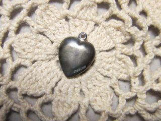 Vintage Sterling silver enameled puffy heart charm - EMERALD GREEN pansy 2