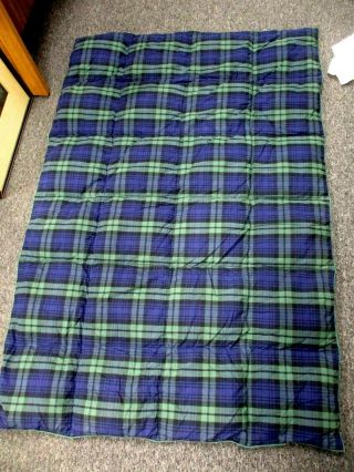 Vintage Ralph Lauren Green & Blue Plaid Twin Down Comforter Coverlet 39x55