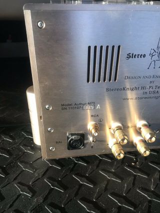 Twin Pair StereoKnight Stereo Knight Authur M75 Mono Block Tube Amplifier Amp 10