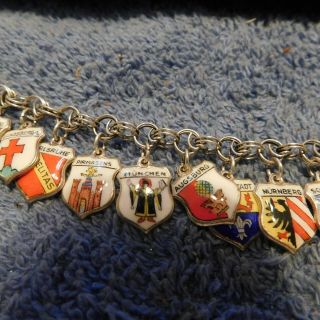 VINTAGE STERLING SILVER CHARM BRACELET 23 DIFFERENT GERMAN CITIES 925 CHARMS 7
