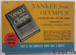 Yankee From Olympus Catherine Drinker Bowen Armed Services Edition Pb P - 32 1944