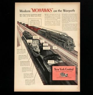 1944 York Central Railroad Advertisement Ww Ii Mohawks Train Vtg Print Ad