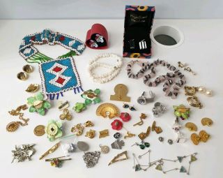 Old & Vintage Mixed Costume Jewellery Jewelry Bundle Joblot Necklaces Earrings 8