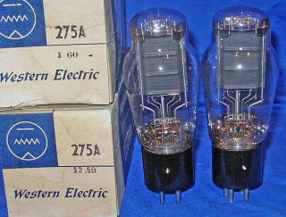 NOS / NIB Matched Pair Western Electric 275A Triode Tubes Same 1959 Date 2 2