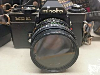 VINTAGE 35MM MINOLTA XD 11 CAMERA WITH ACCESSORIES AND LEATHER CARRYING BAG 2