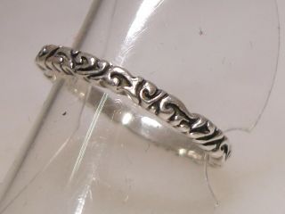 Vintage Carolyn Relios Pollack Ornate Sterling Silver Band Ring Sz 8