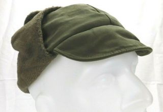 Vintage German Military Green Fleece Winter Bund Field Hat Cap Bamberger Sz 59