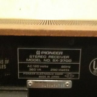VINTAGE PIONEER SX - 3700 STEREO RECEIVER Great 2