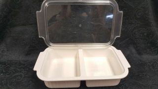 Vintage Rubbermaid Microwave Cookware 2 Qt Casserole Divided Pan Lid