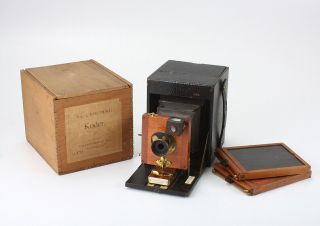 Kodak No.  4 Folding Kodet,  Early Version,  Wooden Box/cks/195548