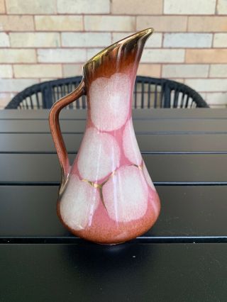 Vtg Mid Century Carstens West Germany Pink Brown Pitcher Ewer Vase 2