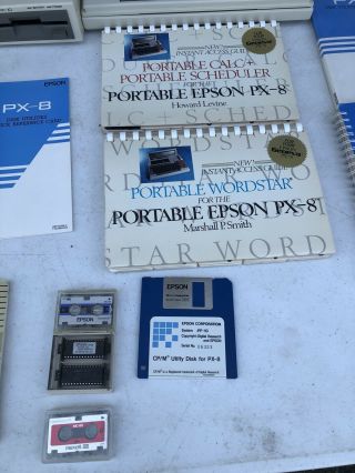 Epson PX - 8 Portable Computer with MicroCassette Geneva Model H101A & PF - 10 F10PA 4