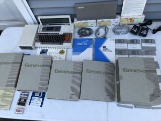 Epson PX - 8 Portable Computer with MicroCassette Geneva Model H101A & PF - 10 F10PA 8