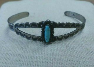Vintage Bell Trading Post Sterling Silver Cuff Turquoise Bracelet Native 6 " Sm