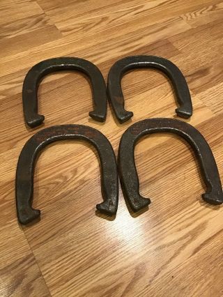 Vintage Set Of (4) Diamond Duluth Double Ringer Horseshoes 2 - 1/2 Lbs Official