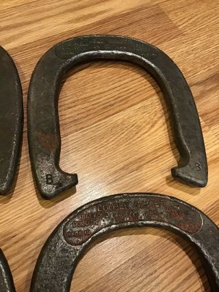 VINTAGE SET OF (4) DIAMOND DULUTH DOUBLE RINGER HORSESHOES 2 - 1/2 LBS Official 3