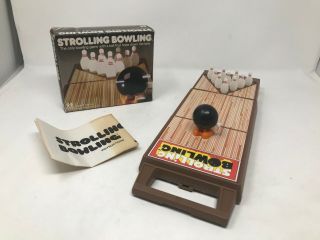 Vtg 1980s Tomy Strolling Bowling Wind Up Game Box Instructions
