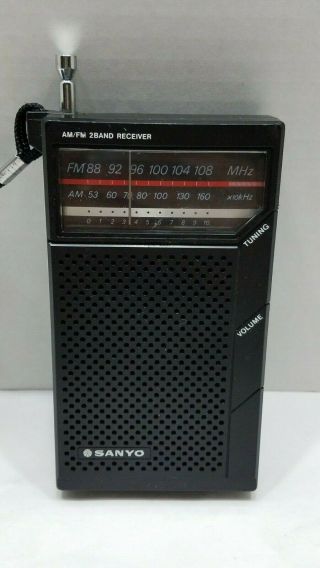 Vintage Black Sanyo Am/fm Radio 2 Band Receiver Model Rp5065 - &