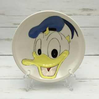 Vintage Walt Disney Productions Donald Duck Handpainted Bowl Dish White Painted
