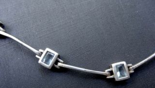 vintage 925 STERLING SILVER geometric clear stone modernist chain bracelet - R382 2