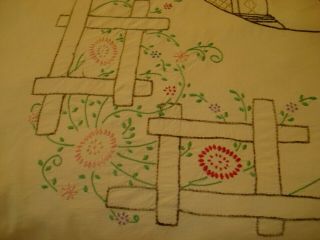 Vintage Southern Belle Hand Embroidered Summer Bedspread Coverlet Cotton 86 x 67 2