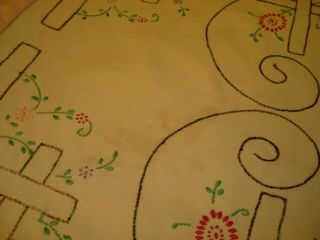 Vintage Southern Belle Hand Embroidered Summer Bedspread Coverlet Cotton 86 x 67 6